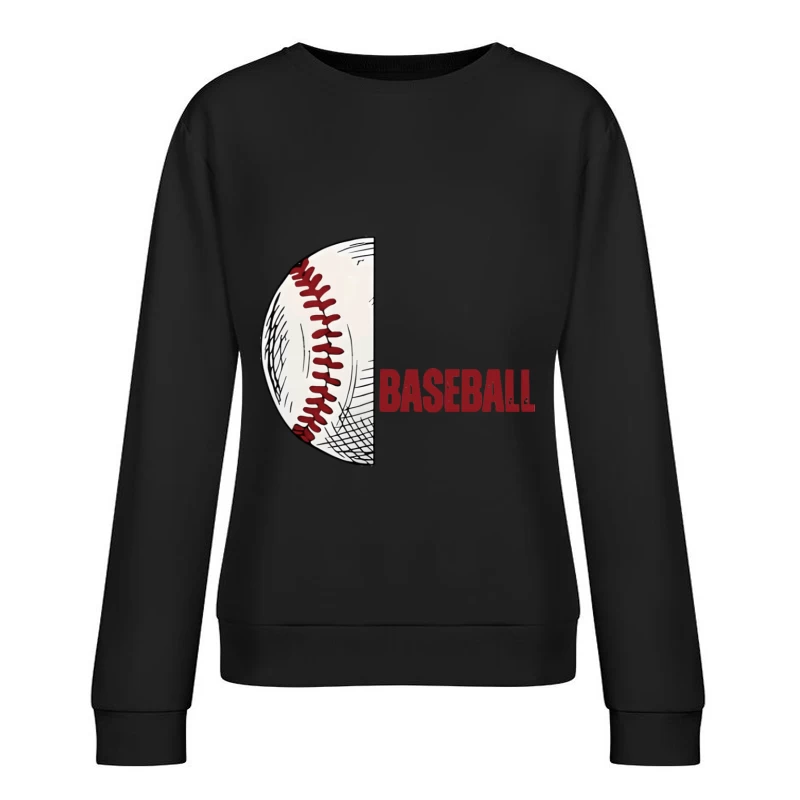Halbes Baseball mit Schriftzug Damen Pullover Sweatshirt