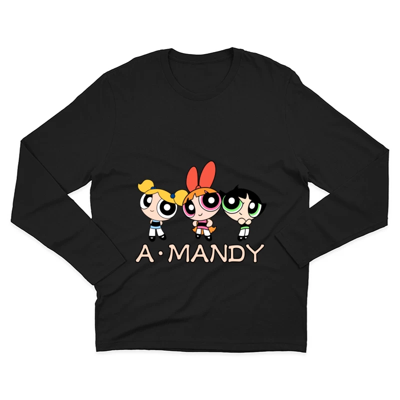 Powerpuff Mädchen Cartoon Herren Langarm T-Shirt