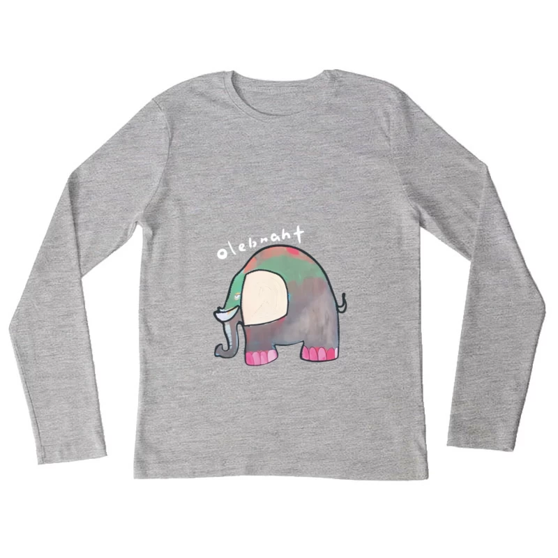 Éléphant de dessin animé coloré Femme Manches Longues T-Shirt