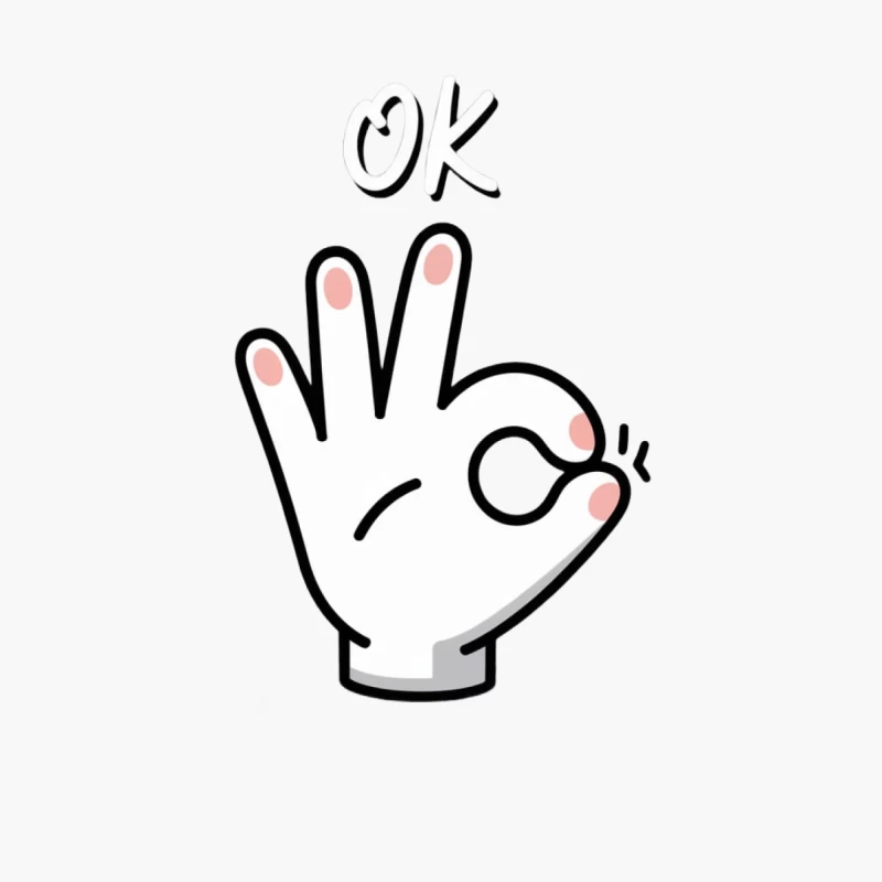 Simple Cartoon Hand Making OK Gesture Illustration Cotton Tote Bag