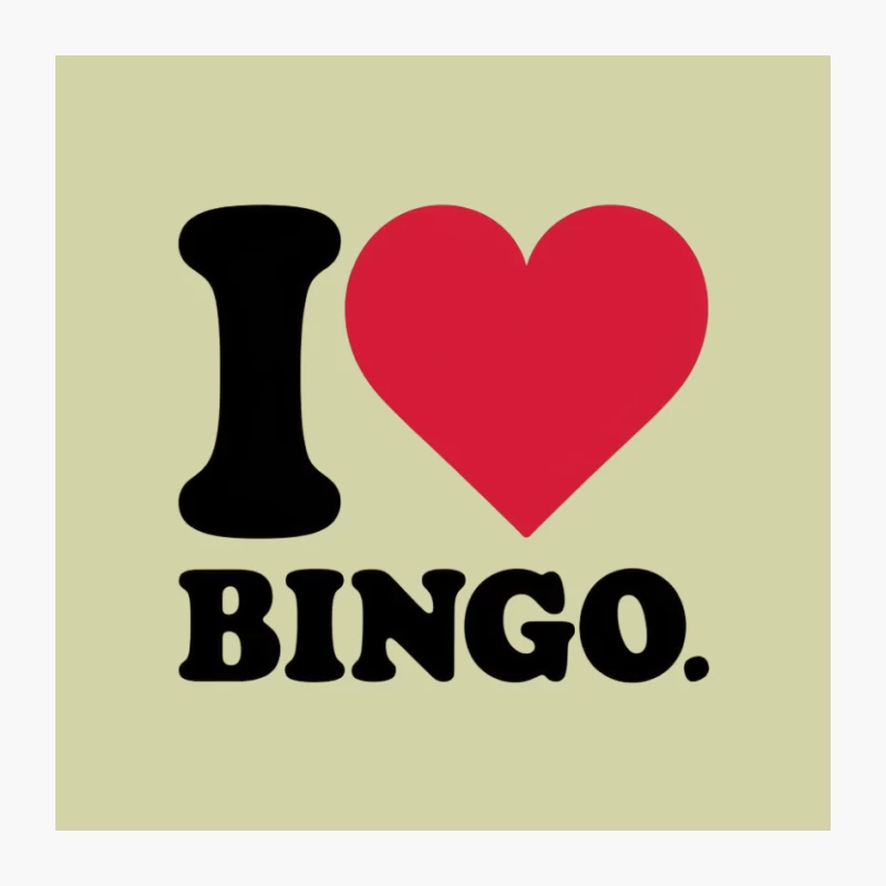 I Love Bingo Typography Design with Heart Symbol Pin