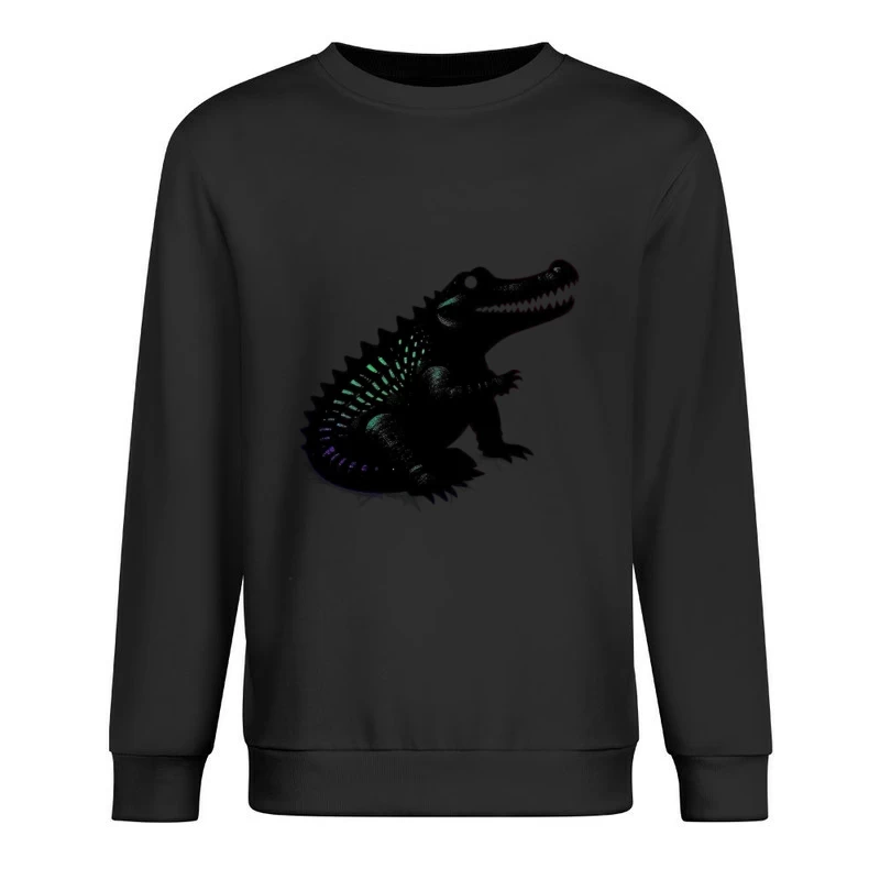 Cute Black Alligator Silhouette with Iridescent Details Male Pullover Sweatshirt