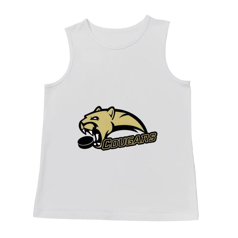 Gold and Black Cougar Hockey Team Mascot Logo Male Tank Top