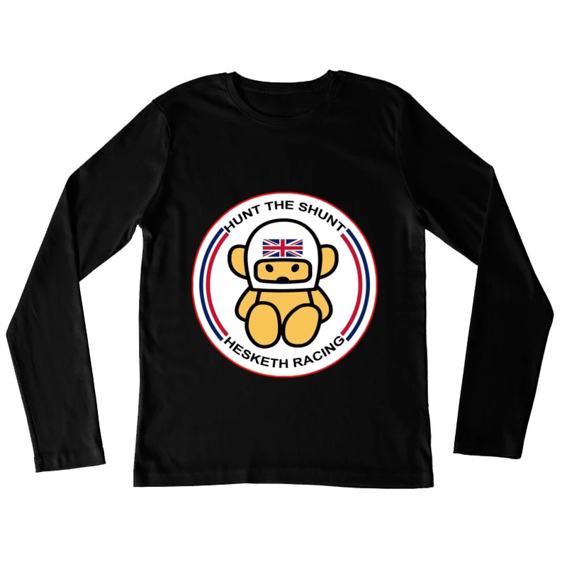 Hesketh Racing "Hunt the Shunt" Retro Motorsport Logo with British Bear Mascot Female Long Sleeve T-Shirt