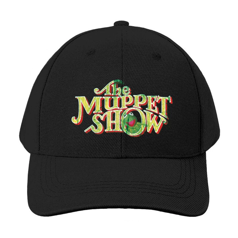 Vintage Logo Design of The Muppet Show with Green Frog Character Baseball Cap