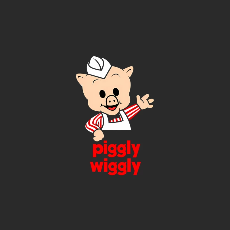 Piggly Wiggly Grocery Store Cartoon Pig Mascot Logo Baseball Cap