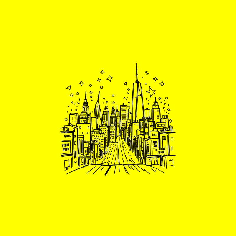 Urban Night Skyline Illustration Desk Mat