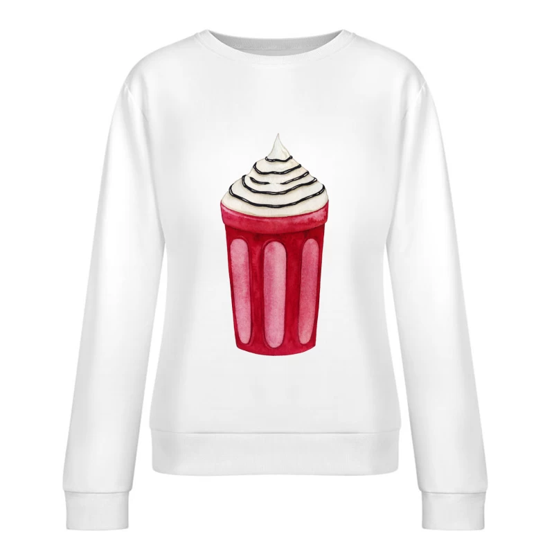 Boisson frappée rouge avec crème fouettée Femme Sweat-shirt à enfiler
