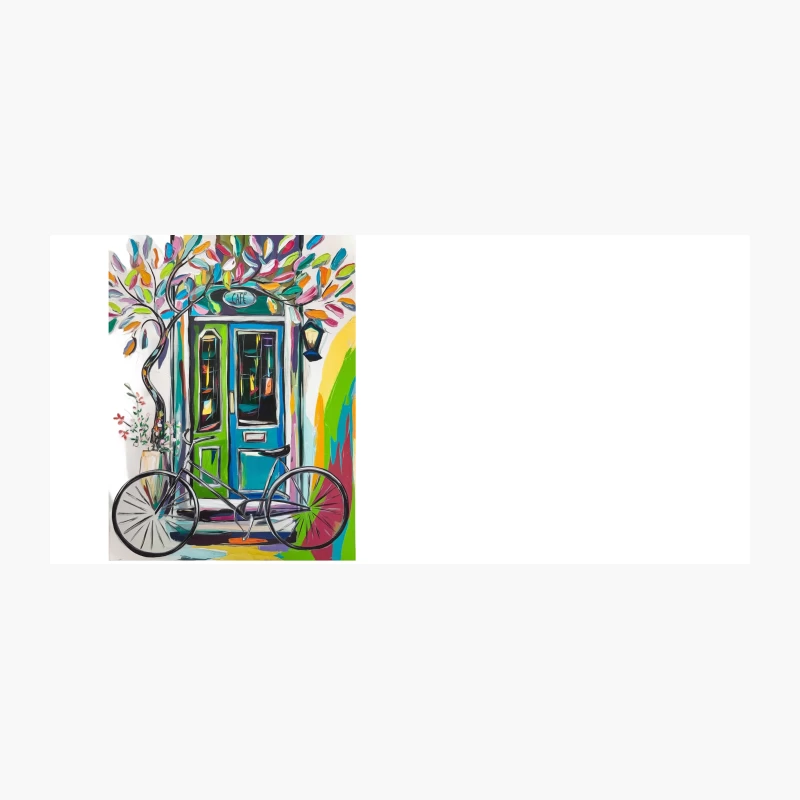 Whimsical Cafe Entrance: A Colorful Abstract Painting Coffee Mug