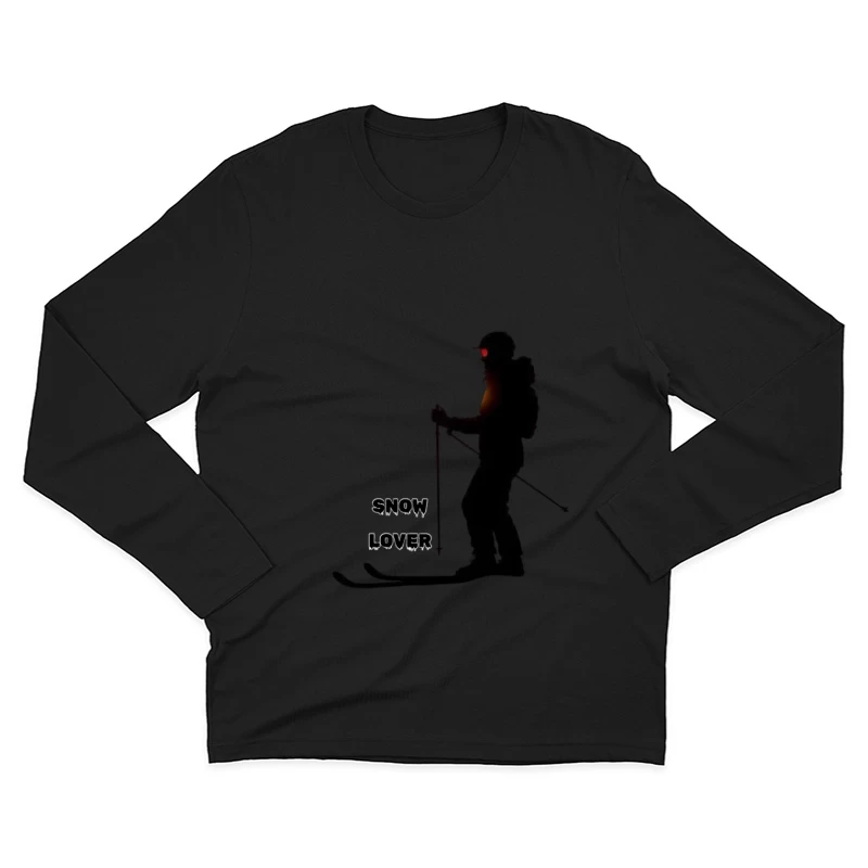 Silhouette of Snow Lover Skiing Male Long Sleeve T-Shirt