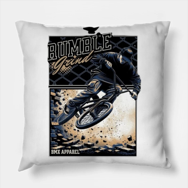 Rumble Yard BMX Action Sports Apparel Illustration Throw Pillow