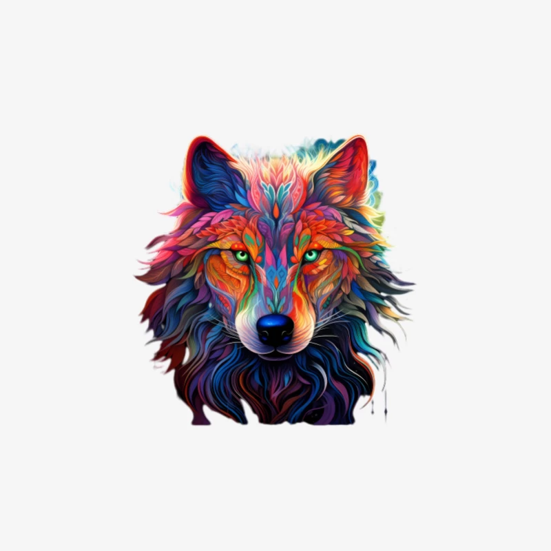 Bunter Wolf im Kunstdesign Herren Langarm T-Shirt