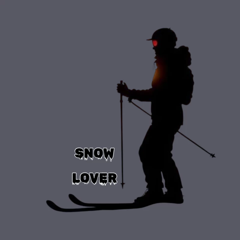 Silhouette of Snow Lover Skiing Throw Pillow