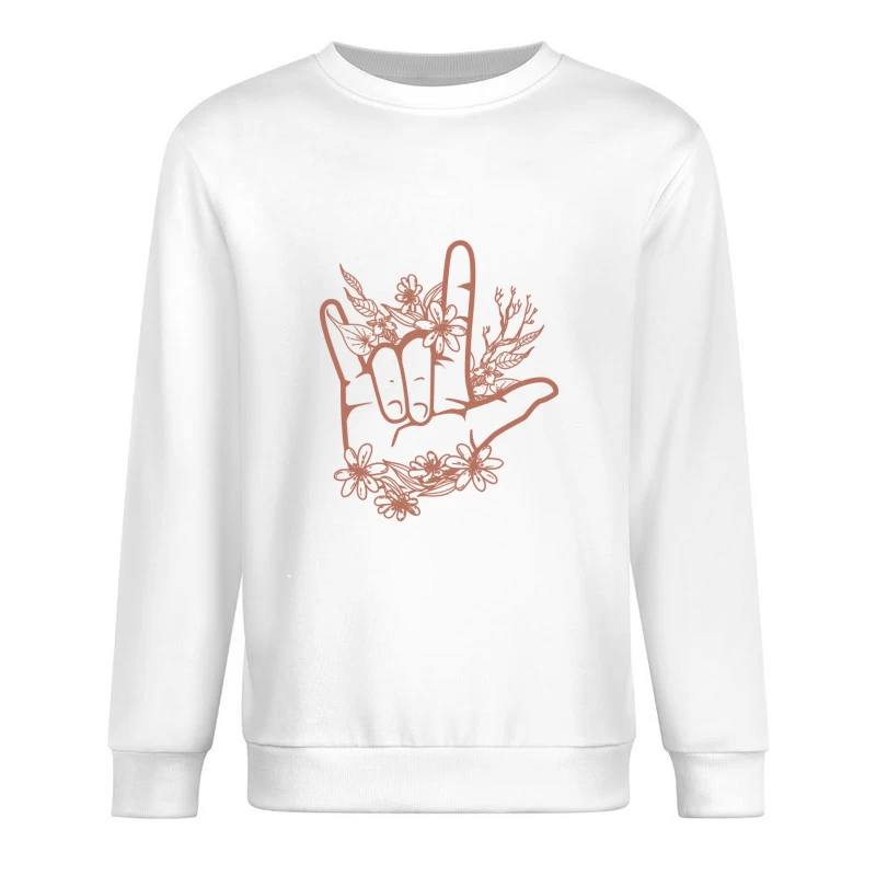 Love Handzeichen mit Blumen Herren Pullover Sweatshirt