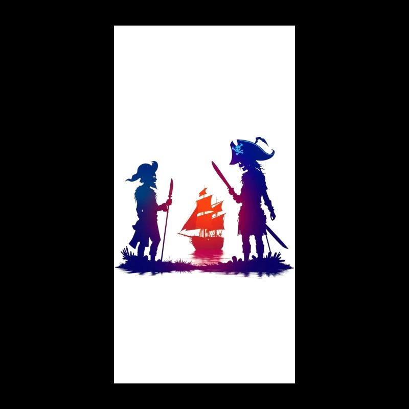 Pirates and Ship Silhouettes at Sunset iPhone Case