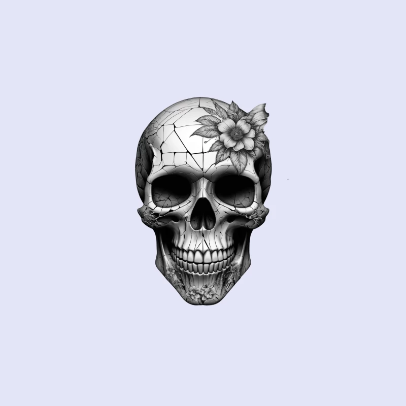 Intricate Floral Skull Design Travel Mug