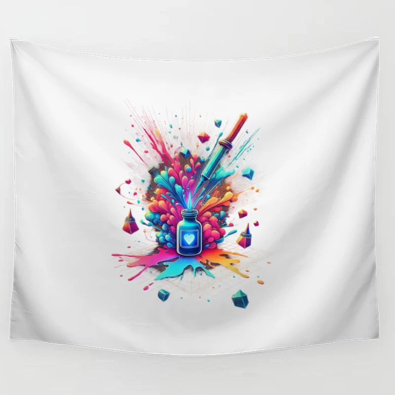 Magical Love Potion with Colorful Geometric Burst Tapestry