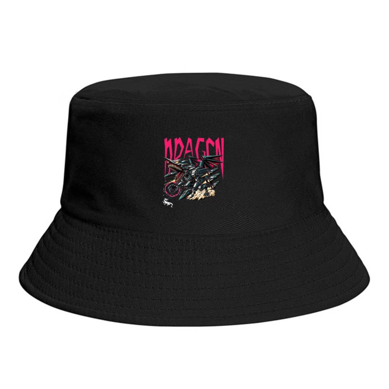 Mechanical Dragon Robot in Graffiti Art Style Bucket Hat