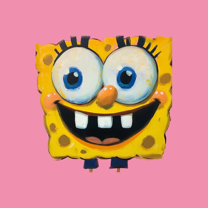 SpongeBob SquarePants Cartoon Character with Blue Eyes and Big Smile Male T-Shirt