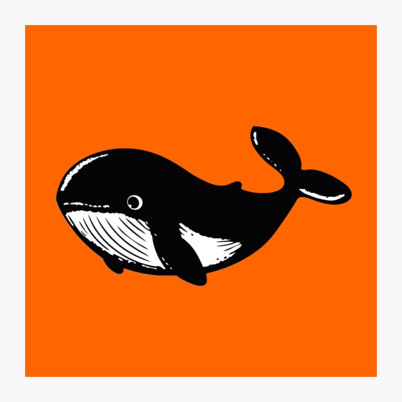 Cute Cartoon Whale Illustration in Black and White Pin