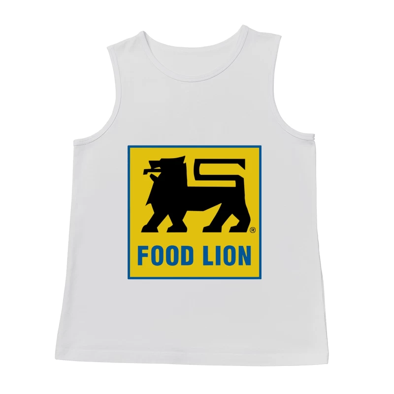 Food Lion Supermarket Chain Logo with Black Lion on Yellow Background Male Tank Top