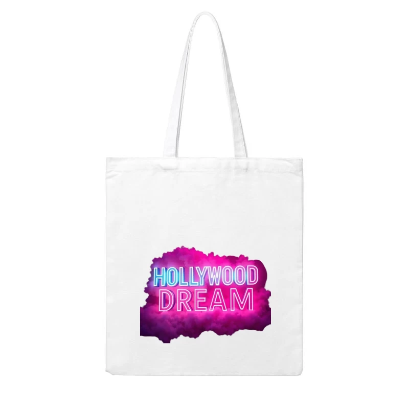 Neon Hollywood Dream Sign with Pink Cloud Background Cotton Tote Bag