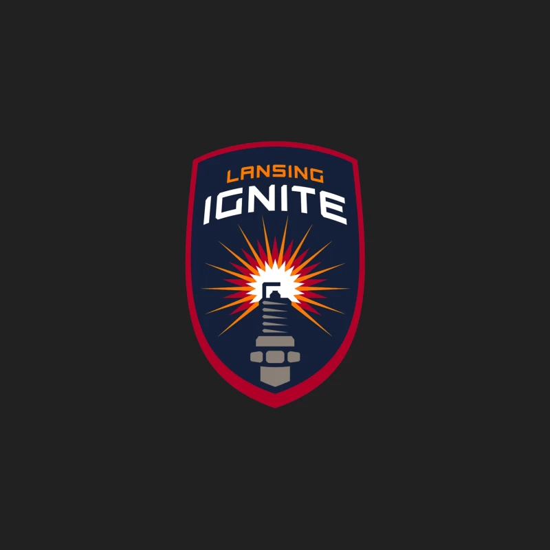 Lansing Ignite Soccer Team Shield Logo with Lighthouse Emblem Bucket Hat