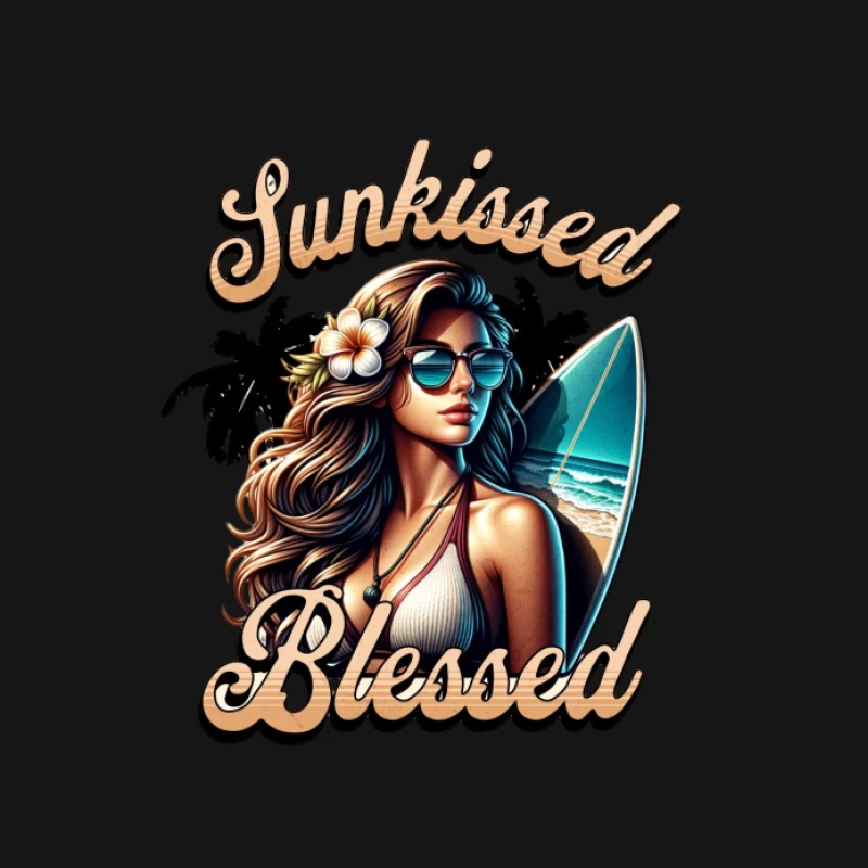 Sonnengeküsste Strandschönheit mit Surfbrett Damen T-Shirt