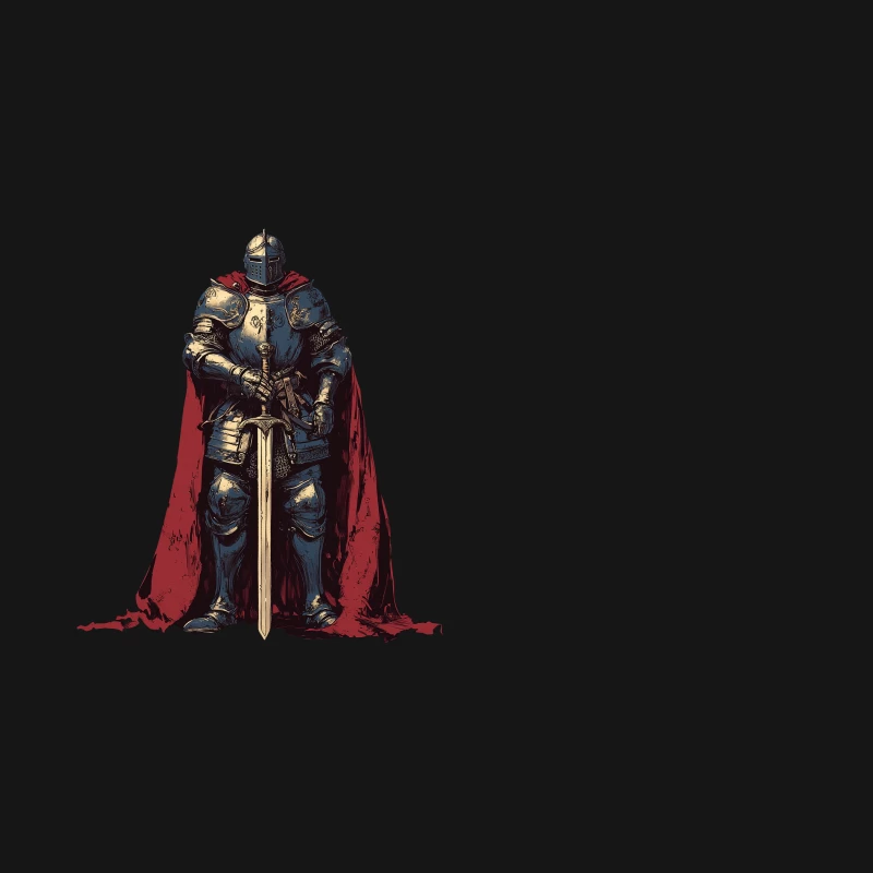 Medieval Knight in Shining Armor with Red Cape Desk Mat