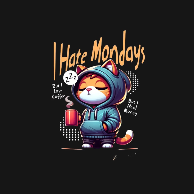 Humeur de chat du lundi avec café Femme Manches Longues T-Shirt
