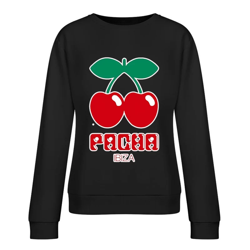 Pacha Ibiza Nightclub's Iconic Cherry Logo Female Pullover Sweatshirt