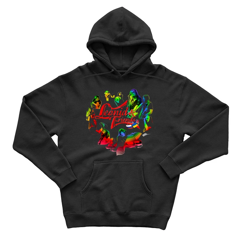 Leonid & Friends: Colorful Musical Band Artwork Male Pullover Hoodie