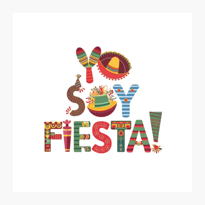 Colorful Mexican Fiesta Celebration Typography Pin