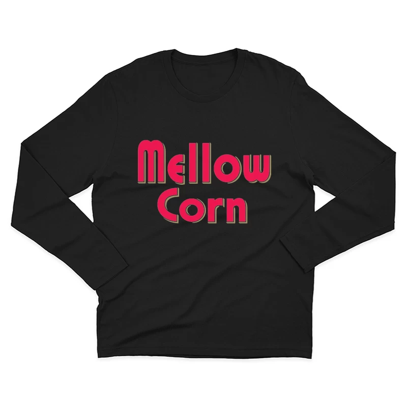 Retro Pink "Mellow Corn" Typography Logo Design Male Long Sleeve T-Shirt