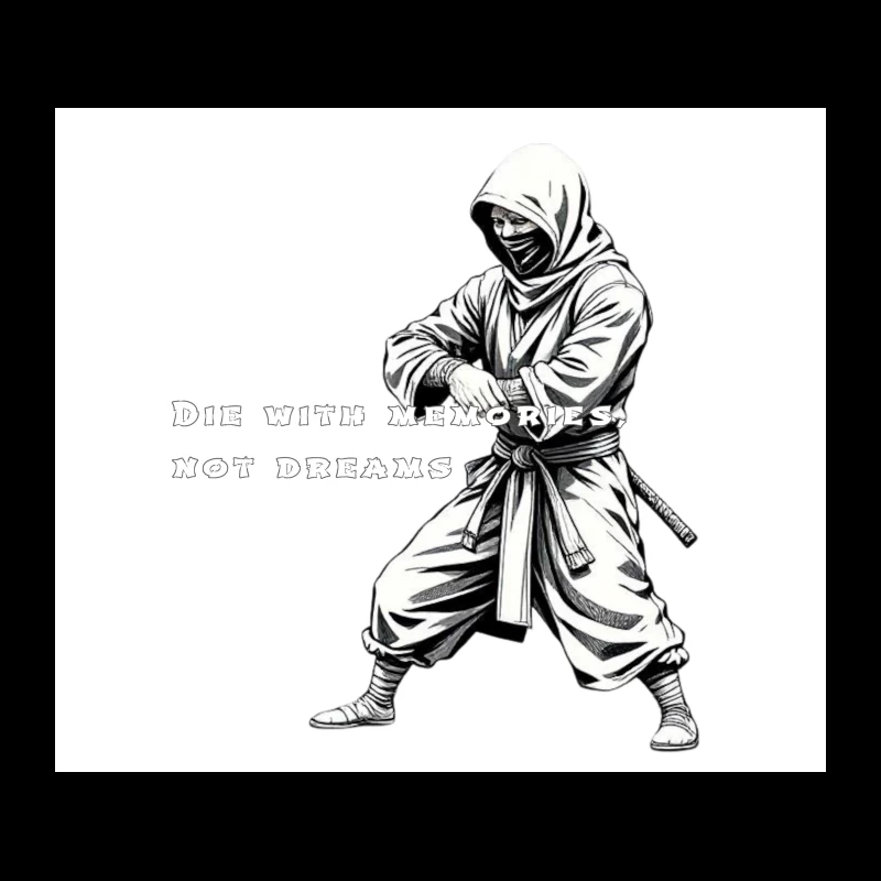 Artistic Ninja Warrior with Motivational Quote Tapestry