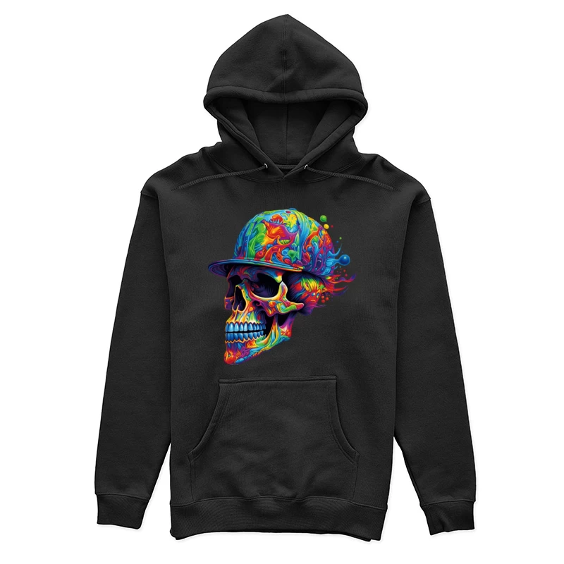 Psychedelischer Totenschädel mit Baseballkappe Damen Pullover Hoodie