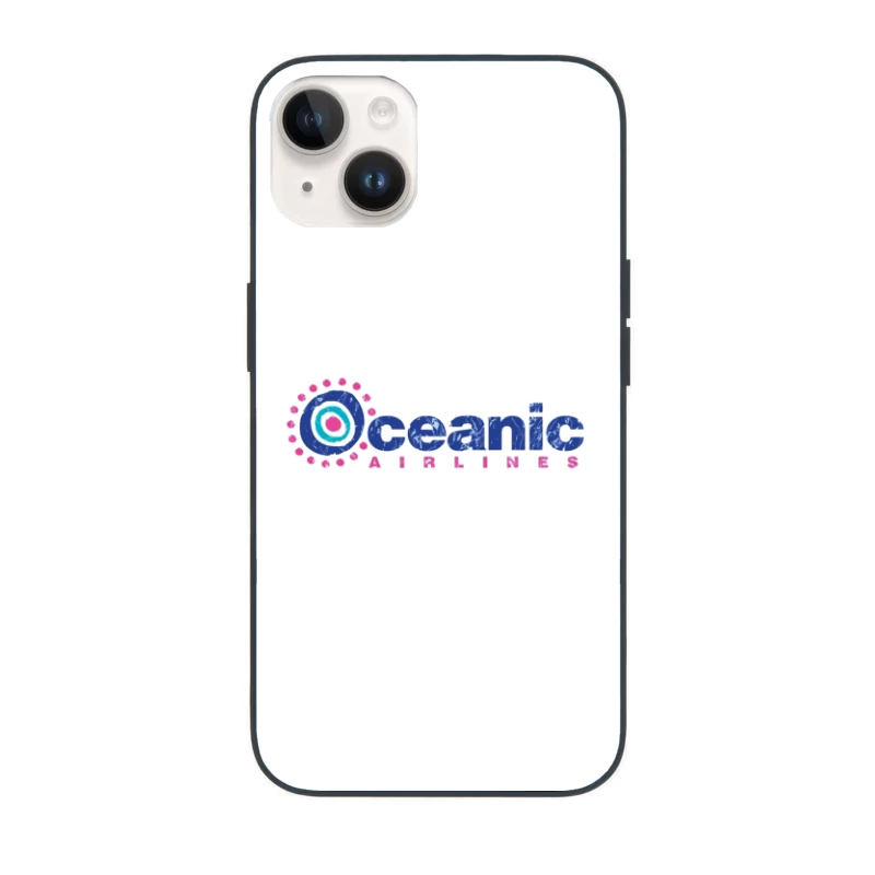 Oceanic Airlines Vintage-Style Logo Design with Blue and Pink Color Scheme iPhone Case