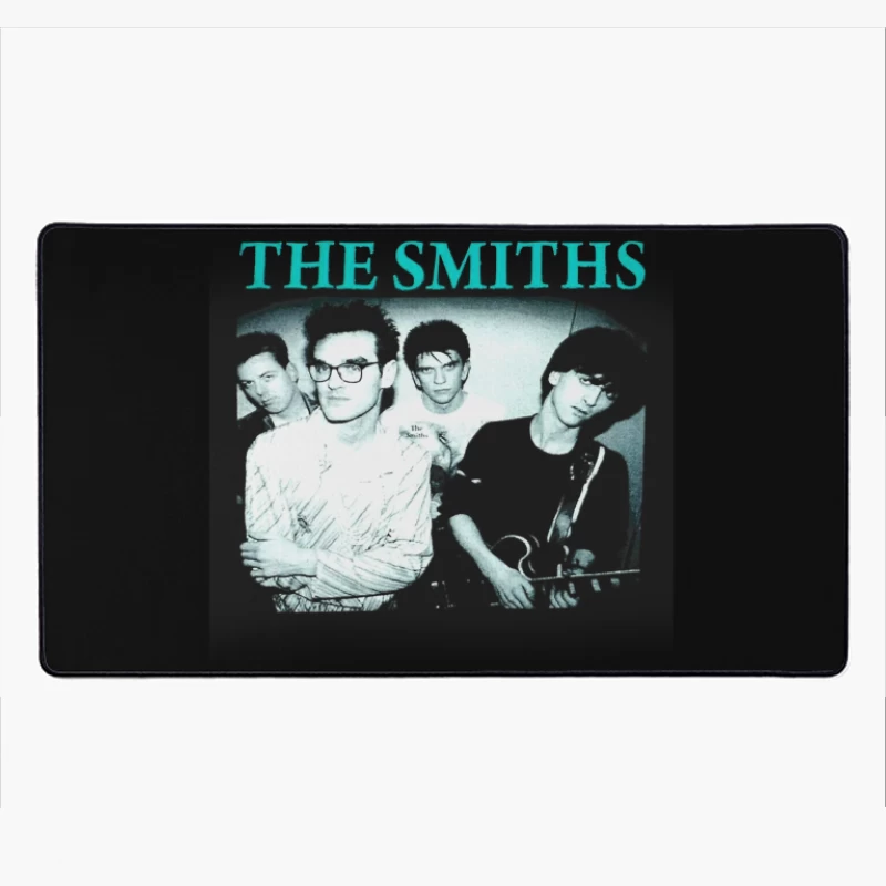 Iconic Black and White Portrait of The Smiths Alternative Rock Band Desk Mat