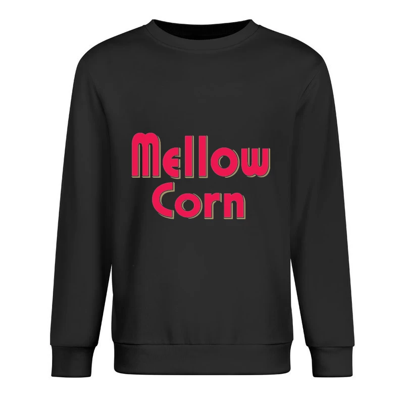 Retro Pink "Mellow Corn" Typography Logo Design Male Pullover Sweatshirt