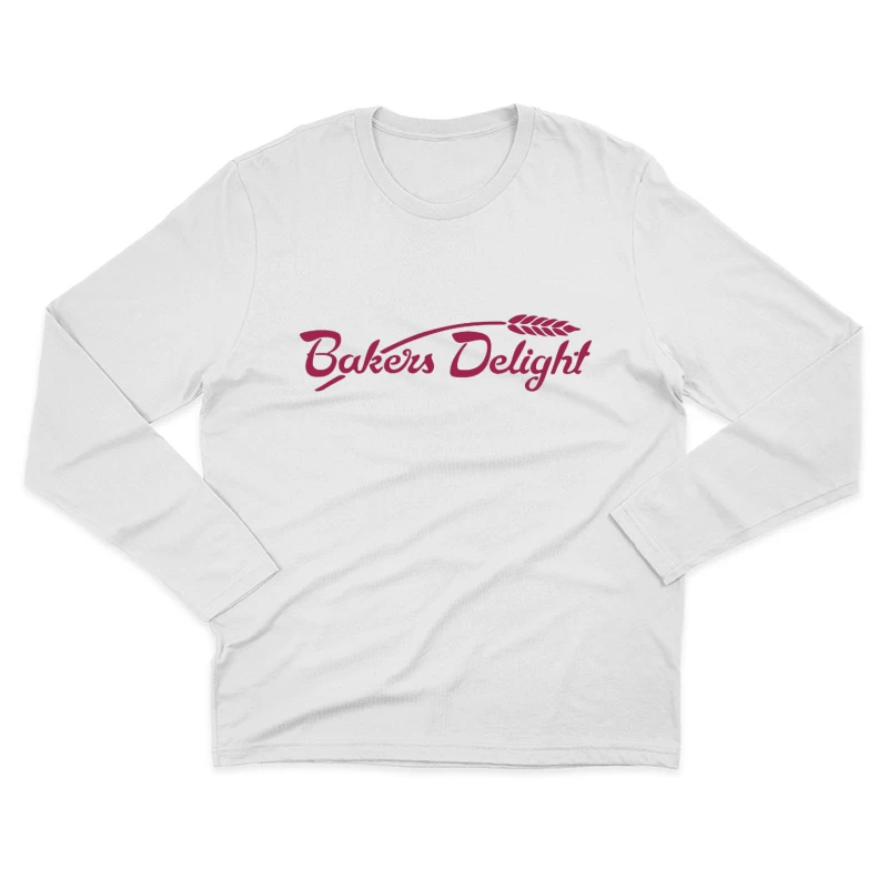 Bakers Delight Burgundy Cursive Logo with Wheat Symbol Male Long Sleeve T-Shirt