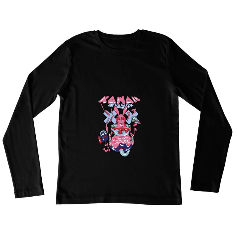 Kawaii-Invasion mit Hasenroboter Damen Langarm T-Shirt