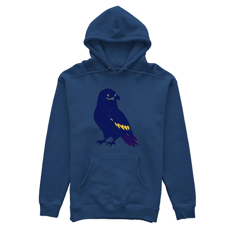 Stylized Navy Blue Raven Mascot Illustration Female Pullover Hoodie