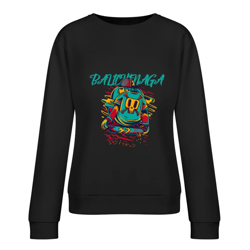 Futuristisches Skelett mit Rucksack Damen Pullover Sweatshirt