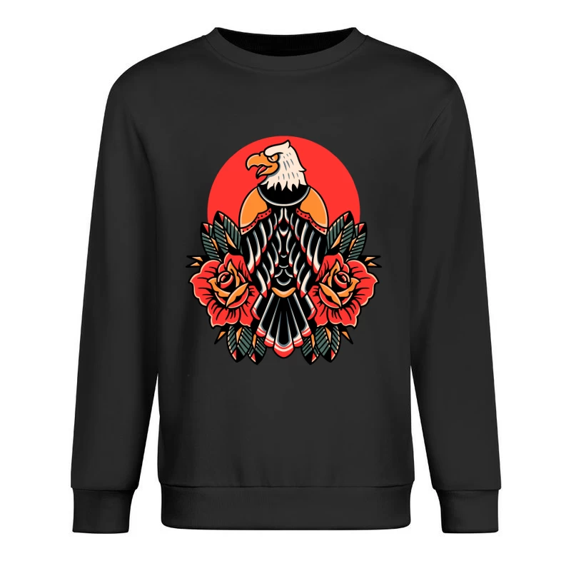 Eagle and Roses Tattoo Art Male Pullover Sweatshirt