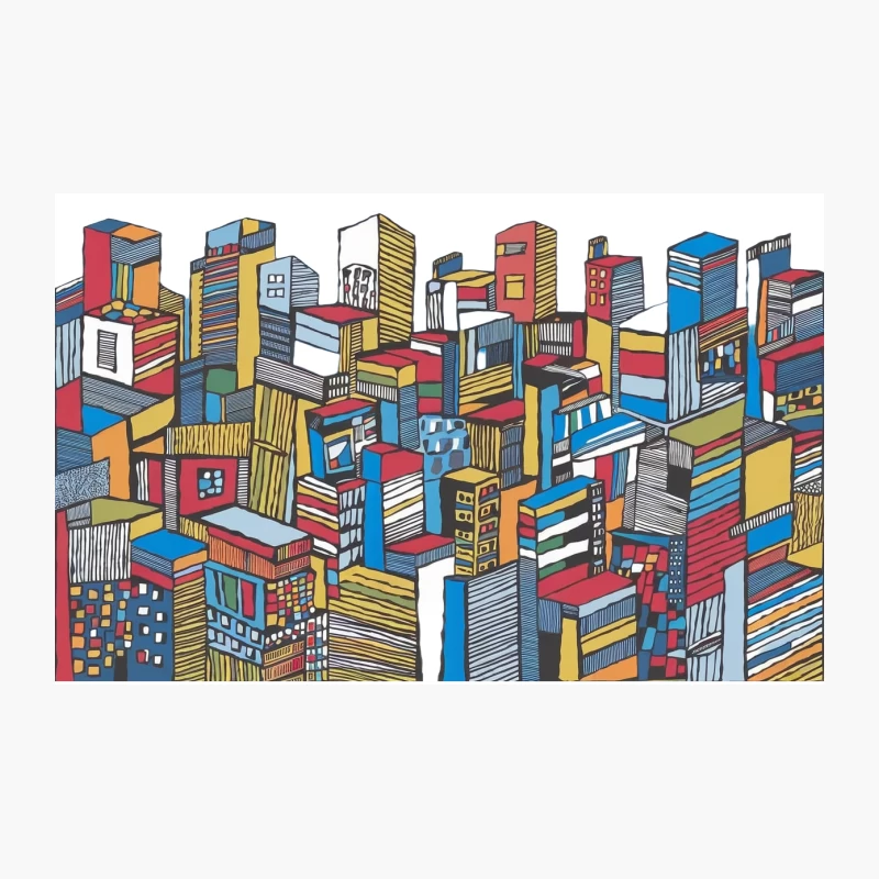 Abstract Colorful Urban Cityscape Illustration Travel Mug