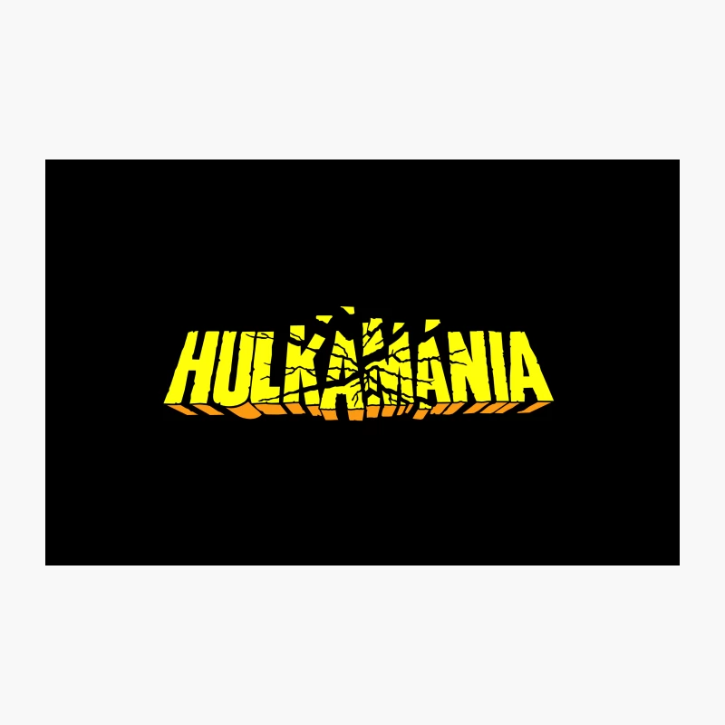 Hulkamania Wrestling Logo: Yellow Cracked Typography Design Travel Mug