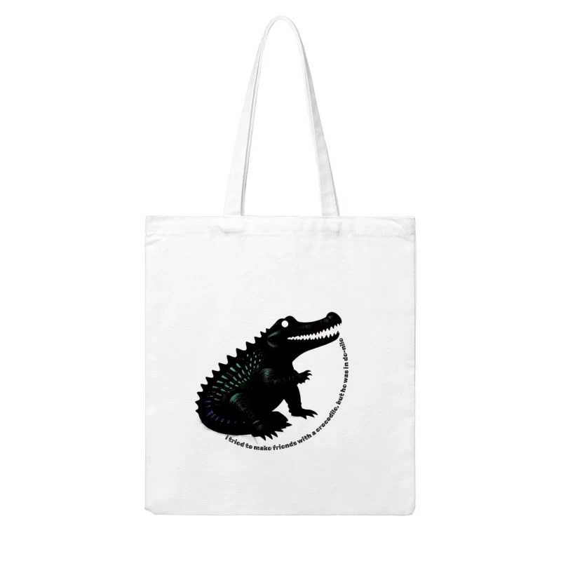 Friendly Black Dinosaur Silhouette with Friendship Quote Cotton Tote Bag