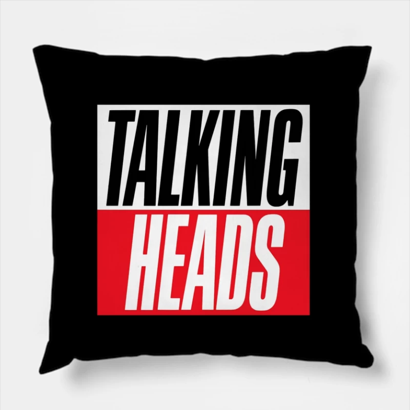 Talking Heads Classic Band Logo Design in Black and Red Typography Throw Pillow