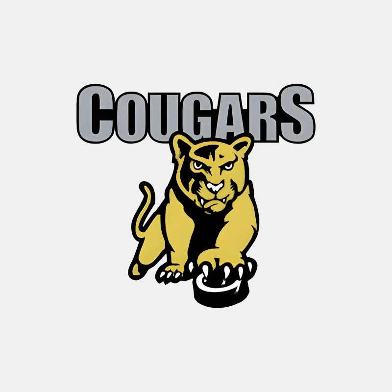 Fierce Yellow Cougar Sports Team Logo with Gray Text Male Tank Top