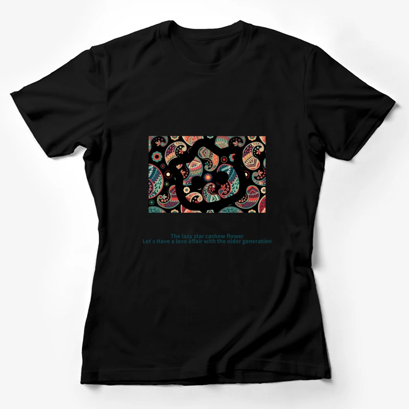 Paisleymuster mit Blumen und Sternmotiv Damen T-Shirt